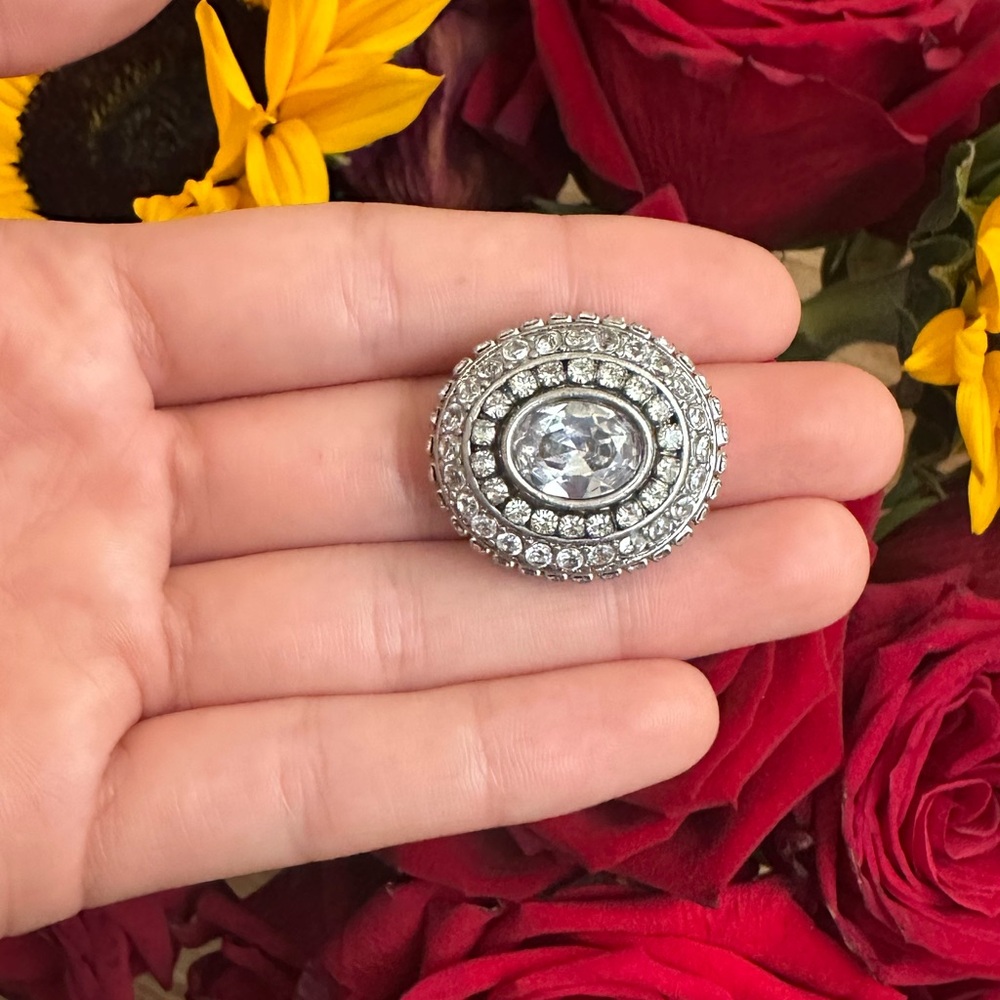 Vintage Juicy Couture Clear Oval Faceted Center Crystal Ring - Picture 2 of 7